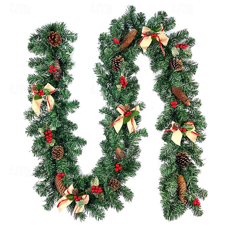 Artificial Christmas Garland, Green, Crestwood Spruce, Decorated with Pine Cones, Berry Clusters, Christmas Collection, 6/9 Feet