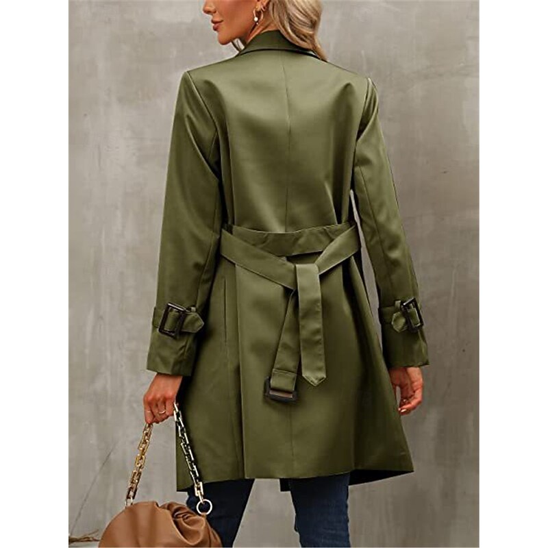 Women's Coat Outdoor Street Daily Wear Fall Winter Regular Coat Regular Fit Thermal Warm Breathable Stylish Casual Jacket Long Sleeve Plain with Pockets Black Army Green Red 8