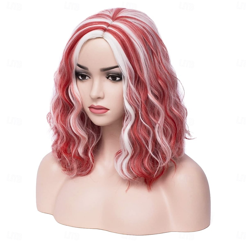 Wig Side Part Short Curly Wavy Bob Wig Hair Wigs Synthetic Cosplay Costume Party Wigs3