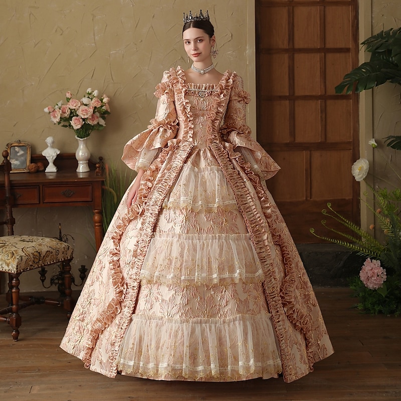 Gothic Rococo Vintage Inspired Dress Cosplay Wigs Party Costume Princess Shakespeare Solid Color Ball Gown Fancy Dress Women's Christmas Halloween Carnival Party Evening Party Masquerade Adults' Dress
