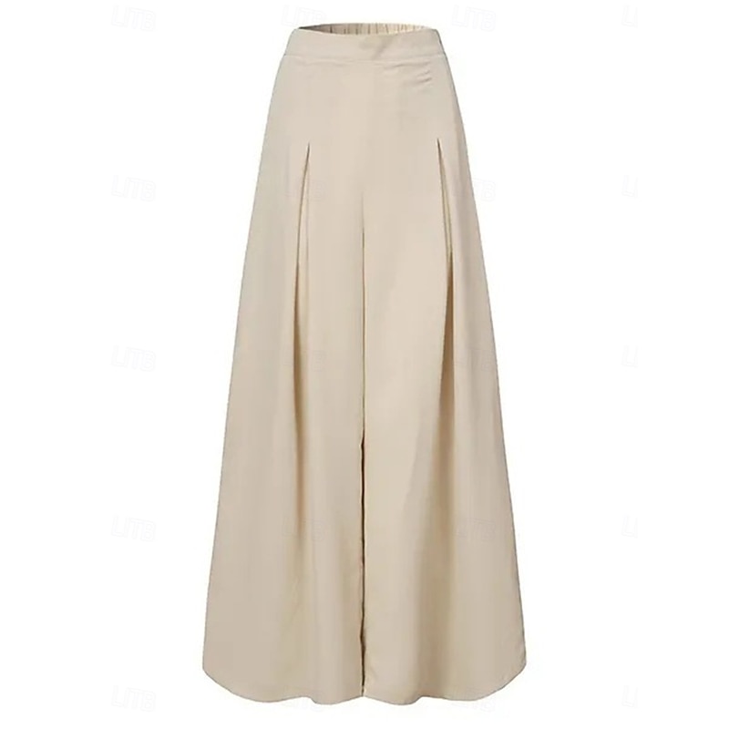 Women's Wide Leg Chinos Fashion Streetwear Full Length High Waist Plain Elastic Waistband Comfy Soft Comfortable Micro-elastic Outdoor Street Apricot Black Blue Spring &  Fall Regular Fit3