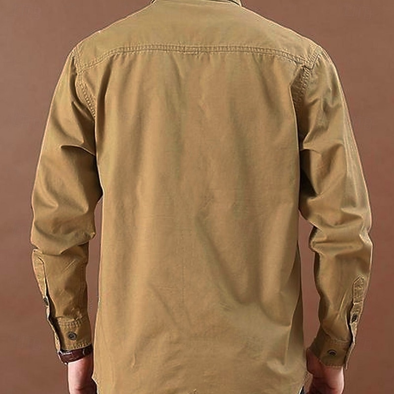 Men's Anchor Work Shirt Western Shirt Cargo Shirt Long Sleeve Vintage Casual Tactical Sports & Outdoor Going out Winter Spring &  Fall Turndown Print Army Green Khaki3