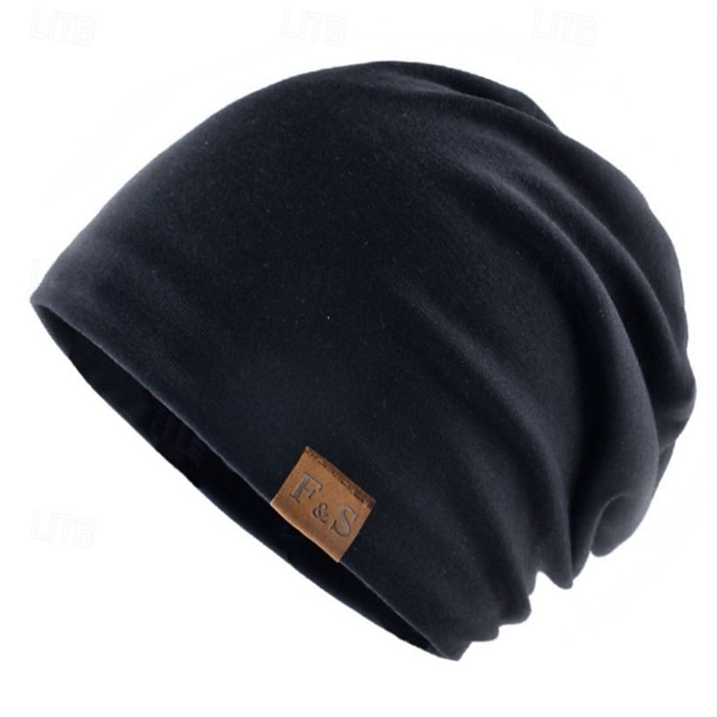 Men's Unisex Beanie Hat Winter Hats Beanies Skull Cap Knit Hat Black Light Grey Polyester Knitted Cozy Daily Wear Going out Solid / Plain Color Warm2