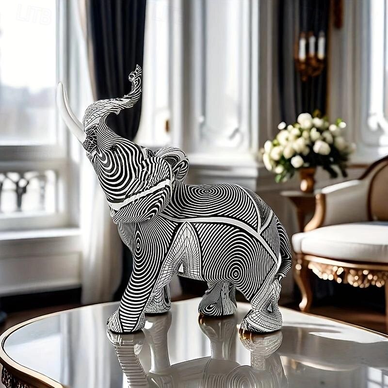 Resin Colorful Elephant Statue, Colorful Art Elephant Sculptures Colorful Elephant Decor Feng Shui Ornament Elephants Animal Sculpture For Kitchen Office Shelf Home Decor, For Home Office Desktop Room2