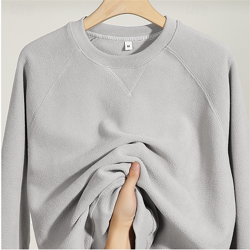 Men's Sweatshirt Polar Fleece Black Navy Blue Dark Green Brown Dark Gray Crew Neck Plain Sports & Outdoor Daily Holiday Streetwear Cool Casual Spring &  Fall Clothing Apparel Hoodies Sweatshirts