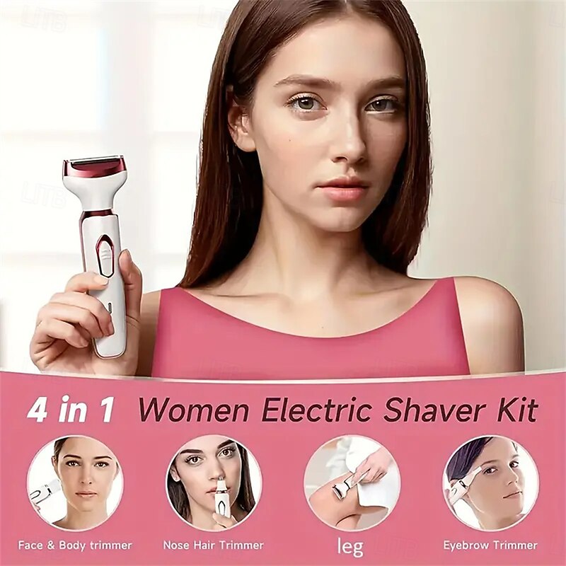 4-In-1 Cordless Electric Razor Rechargeable Portable Trimmer Set Painless Full Body Razor Eyebrow Nose Face Bikini Leg And Armpit Shaving Set3