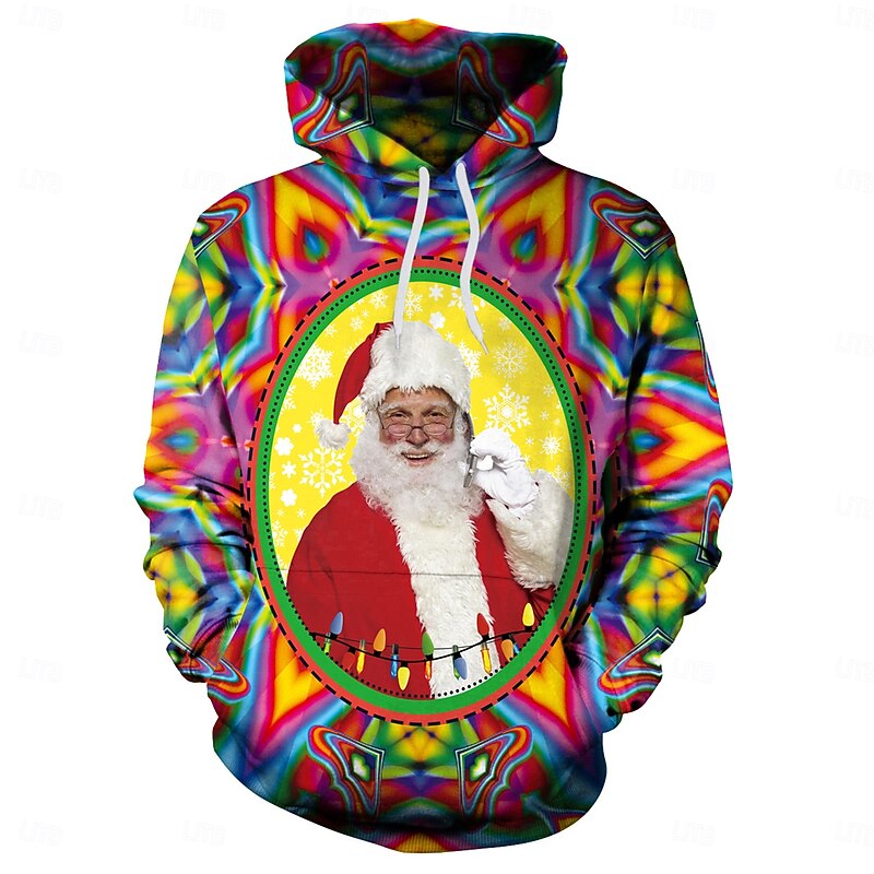 Christmas Hoodie Ugly Christmas Sweater Pullover Anime 3D Front Pocket Graphic For Couple's Men's Women's Adults' Christmas Carnival 3D Print Party Vacation4