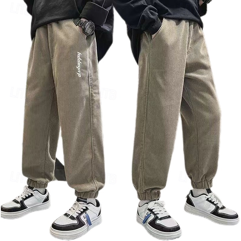 Kids Boys Sweatpants Trousers Pocket Letter Breathable Soft Comfort Pants Training Sports Daily Black Khaki Mid Waist3