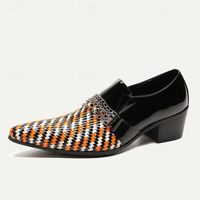 Men's Patent Leather Woven Loafers – Stylish Slip-On Dress Shoes for Parties, Stage, and Formal Events4