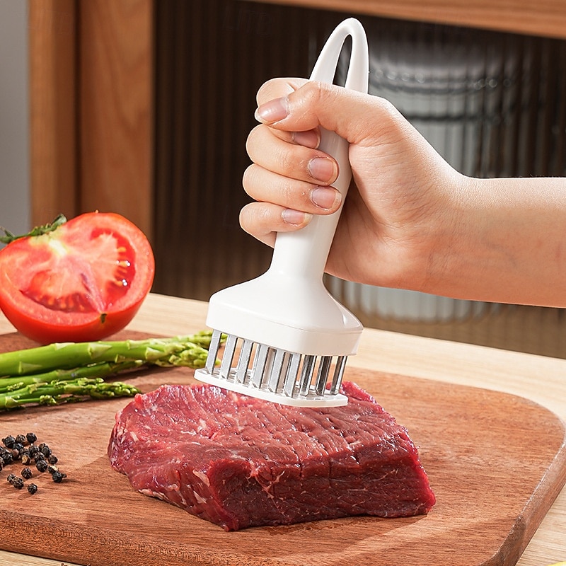 Meat Tenderizer Stainless Steel Meat Looser 24 Needle Automatic Spring Meat Hammer Rib Breaking Perforator Kitchen Gadgets2