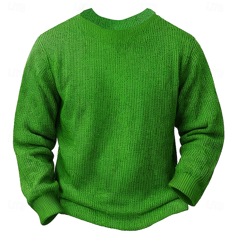 Ugly Christmas Sweater Men's Funny Pullover Sweaters Jumper Knitting Thermal Party Evening New Years Eve Long Sleeve Crewneck Fall Winter Spring Grass Green Jade S M L3