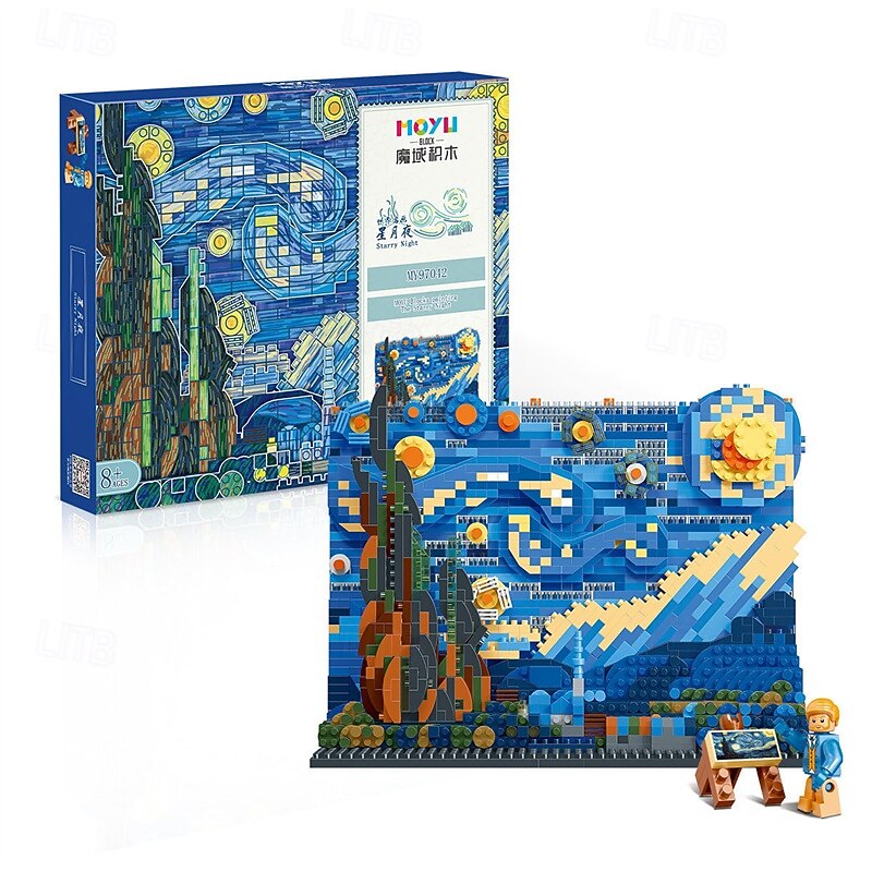 The Starry Night Building Kit - Micro Building Blocks Sets Mini Construction Model DIY Art Projects Home Decor Display Ideas Painting Set Christmas Gift for Adults3