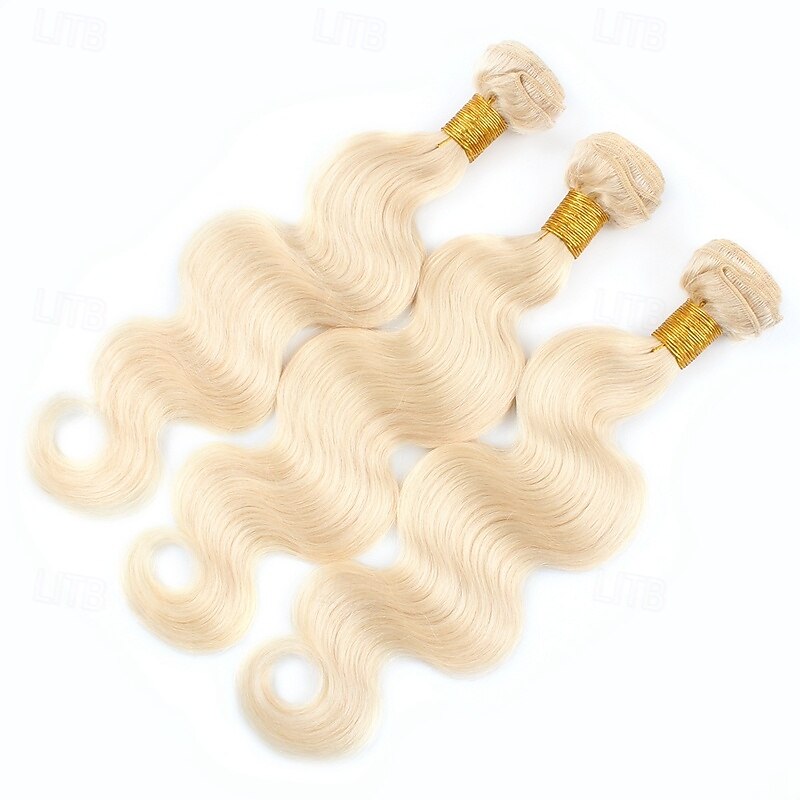 Blonde Human Hair 613# Human Hair Braided Hair Extension Body Wave 3 Bundles3