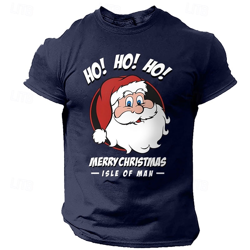 Christmas Men's Santa Claus Merry Christmas T Shirt Tee Top 100% Cotton Short Sleeve Graphic Shirt Black Red Army Green Comfortable Tee Festival Fashion Designer Clothing3