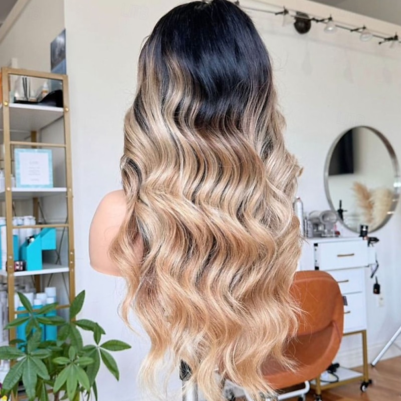 Unprocessed Virgin Hair 13x4 Lace Front Wig Middle Part Brazilian Hair Wavy Multi-color Wig 130% 150% Density with Baby Hair Ombre Hair Natural Hairline Glueless For Women Long Human Hair Lace Wig2