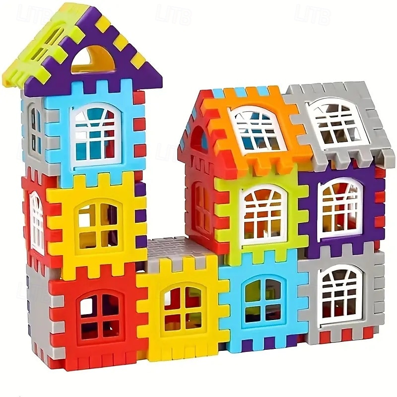 100pcs House Assembly Building Blocks Large Size Creative Square Block Building Blocks Basic Assembly Building Blocks Educational DIY Assembly Toys Birthday Gifts Christmas Halloween Gift