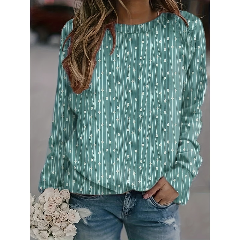 Women's Pullover Fashion Ethnic Print Geometric Tribal Street Casual Round Neck Print Loose Fit Long Sleeve Yellow Red Brown Dark Blue Gray Spring Fall & Winter4