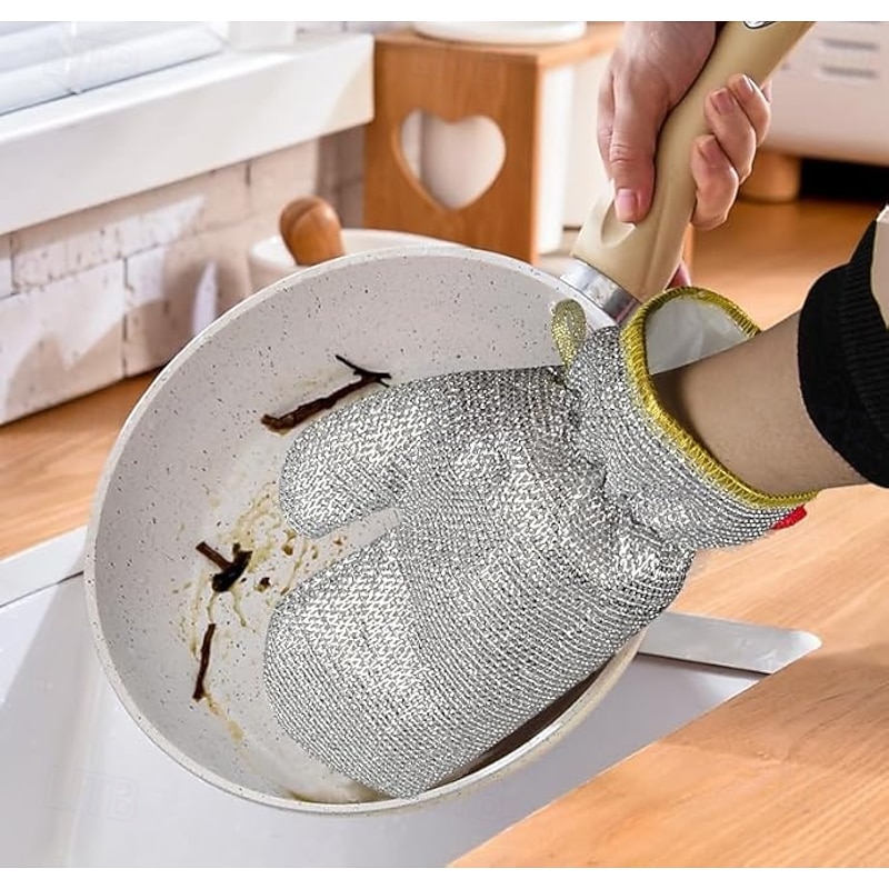 Housework Cleaning Gloves Steel Wire Ball Dish Washing Gloves Kitchen Dishcloth Dishwashing Cleaning Cloth Cleaning Tools3