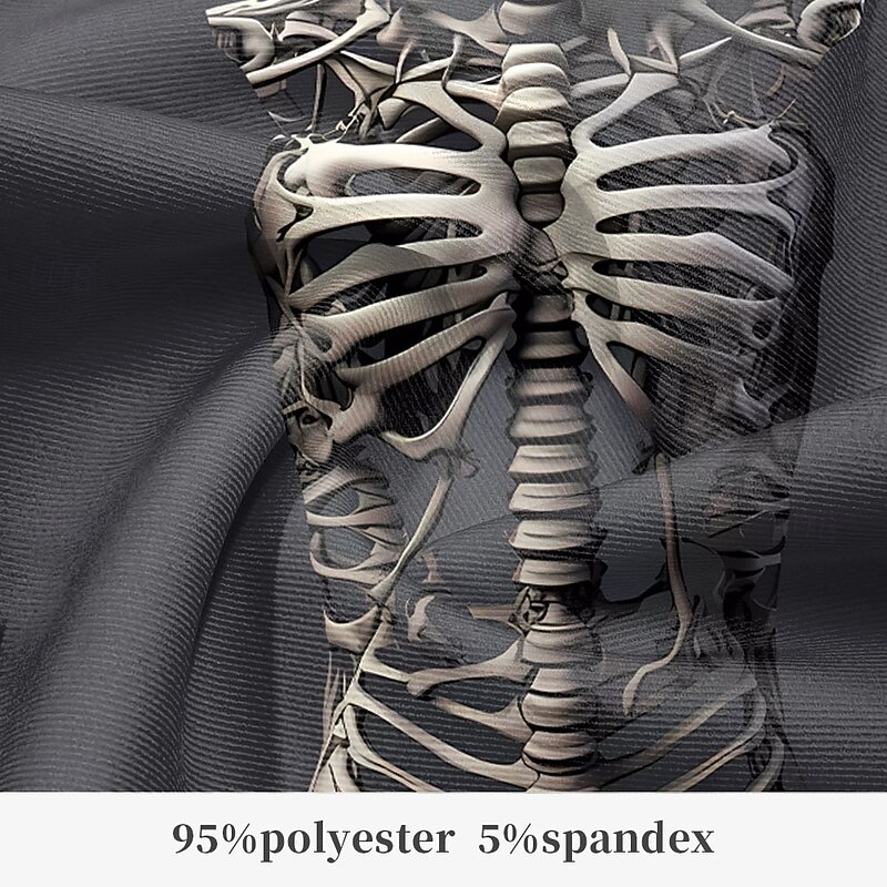 Men's Cool Skulls Long Sleeve Turndown Artistic Dark Performance Party Evening Wear Buttons 3D Print Multi Pocket3