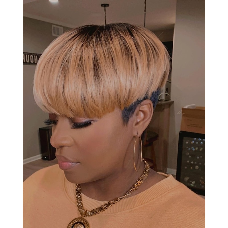 Pixie Cut Wigs for Black Women  Short Layered Pixie Wigs with Bangs for African American Full Machine Made Wig2