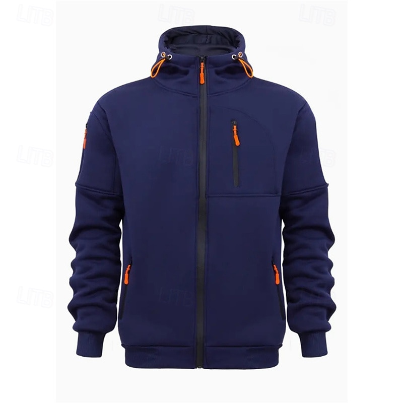 Men's Full Zip Hoodie Zip Up Hoodie Black White Wine Navy Blue Royal Blue Hooded Plain Zip Up Pocket Sports & Outdoor Daily Holiday Polyester Streetwear Basic Casual Spring &  Fall Clothing Apparel