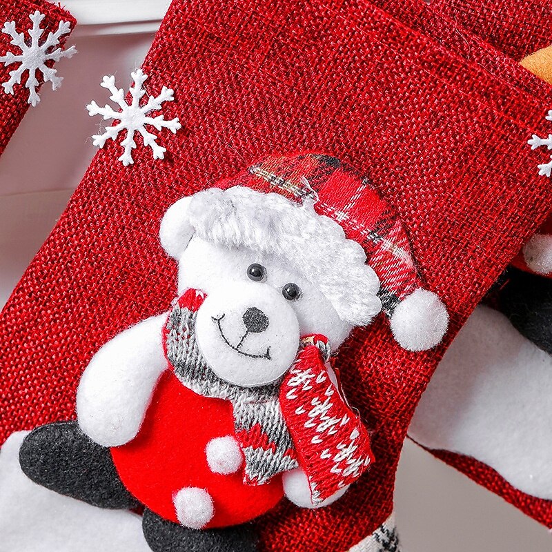 Christmas Stocking Gift Bags, Santa & Snowman Design for Candy and Presents, Holiday Tree Decorations4