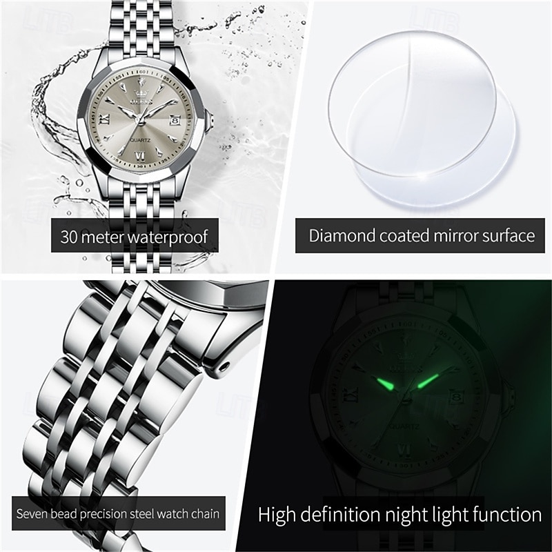 New Olevs Olevs Brand Women'S Steel Belt Watch Luminous Calendar Light Luxury Hundred With Waterproof Leisure Quartz Watch Simple Sports Fashion Wristwatch2