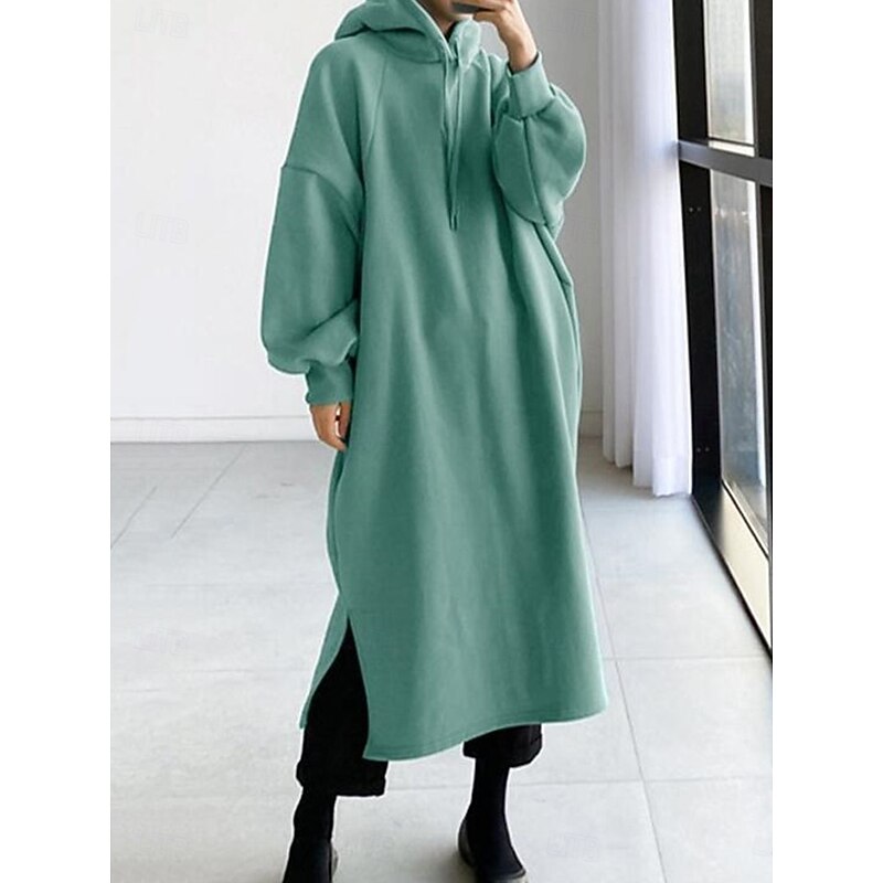 Women's Hoodie Sweatshirt Casual Sherpa Plain Dailywear Hoodie Long Sleeve Black Green Army Green Gray Fall Winter3