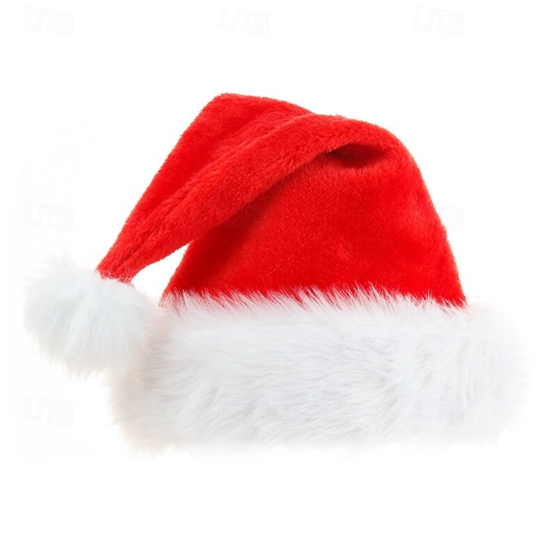 Christmas Santa Hat, Extra Thick Plush Santa Claus Hat with Large Pom Pom, Cozy Holiday Headwear3