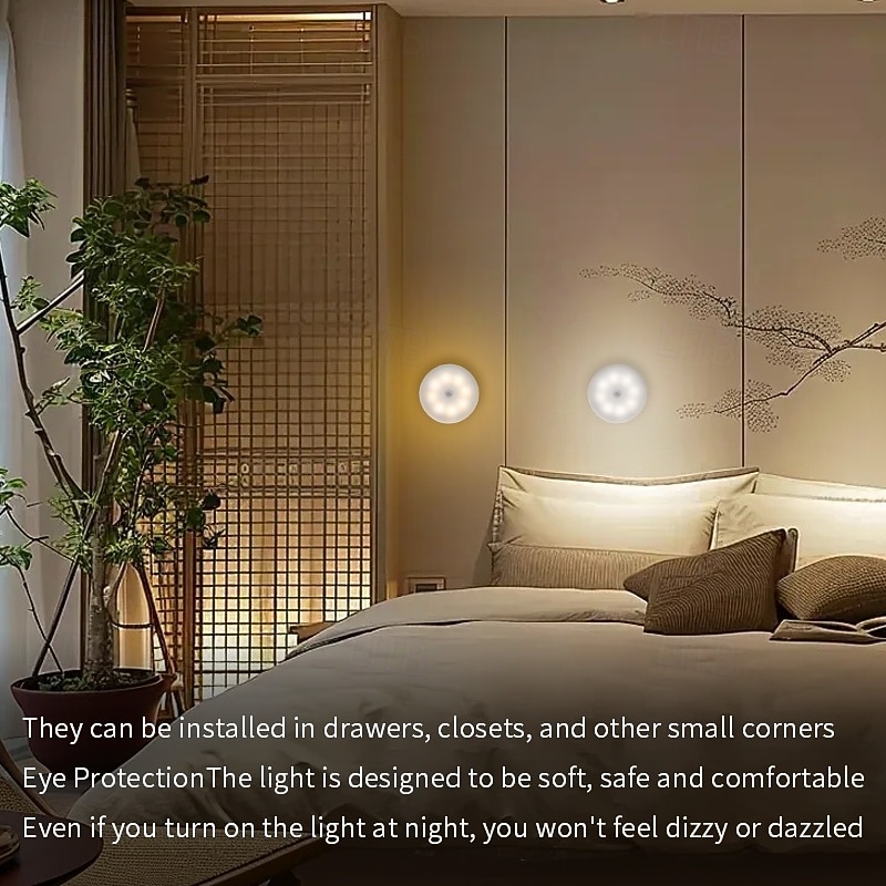 8LED Motion Sensor Light USB Night Light, Rechargeable LED Cabinet Light for Kitchen Bedroom Stair Cabinet Hallway Closet Night Light4