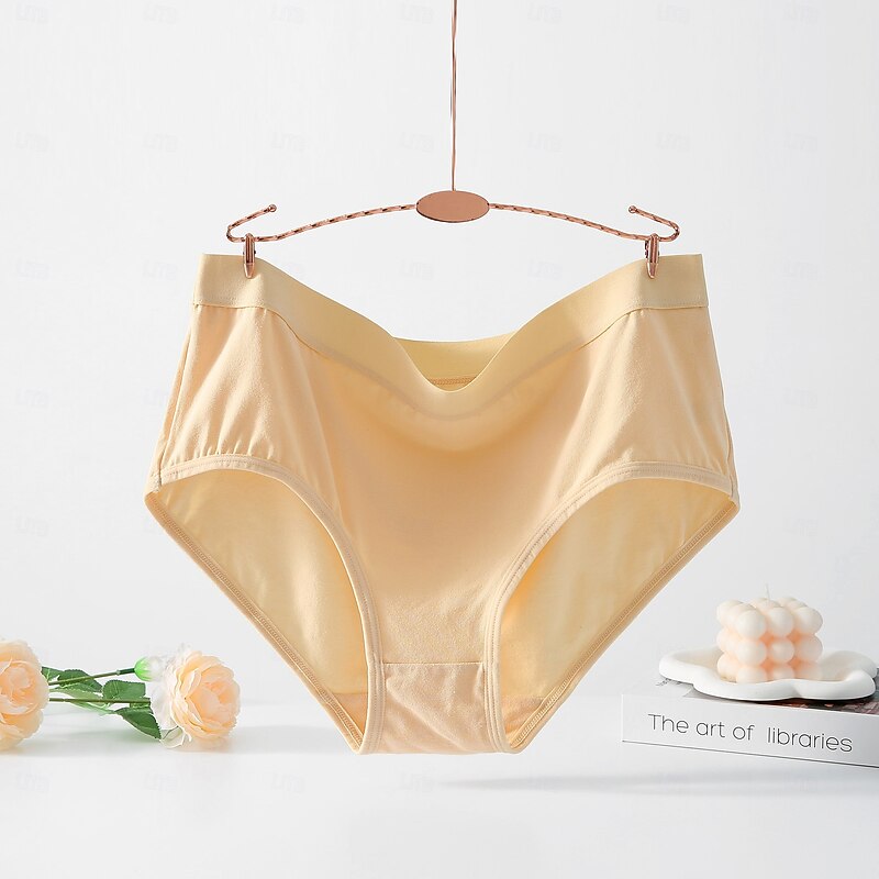 Women's Boyshorts 1 PC Underwear Simple Classic Pure Color Cotton Mid Waist Plus Size Gender Neutral Light Blue Black Pink M L XL Home Outfits