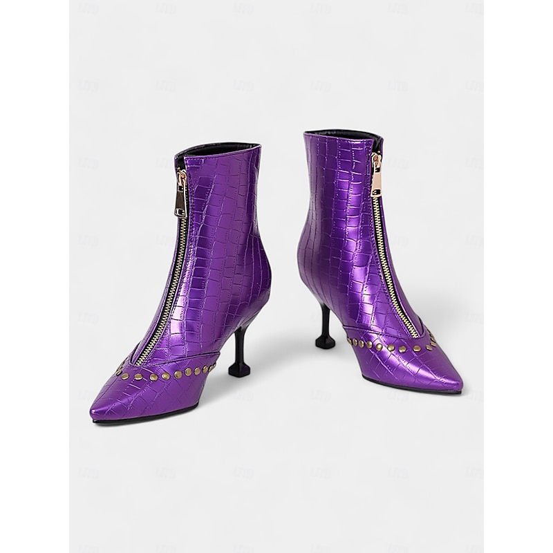 Women's Plaid Ankle Boots with Kitten Heels and Side Zipper – Elegant Checkered Pointed Toe Boots for Fall Fashion4