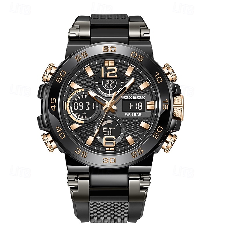 Lige New Fashion Trendy Men'S Electronic Quartz Watch Sports And Leisure Decoration Night Light Waterproof Calendar Week Display Alarm Clock Men'S Watch3