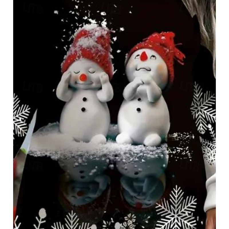 Women's Sweatshirt Dress Maxi Dress Casual Dress Petite Dress Shift Dress Elegant Stylish Christmas Vacation Party Regular Fit Santa Claus Long Sleeve Crew Neck Black And White Black Light3