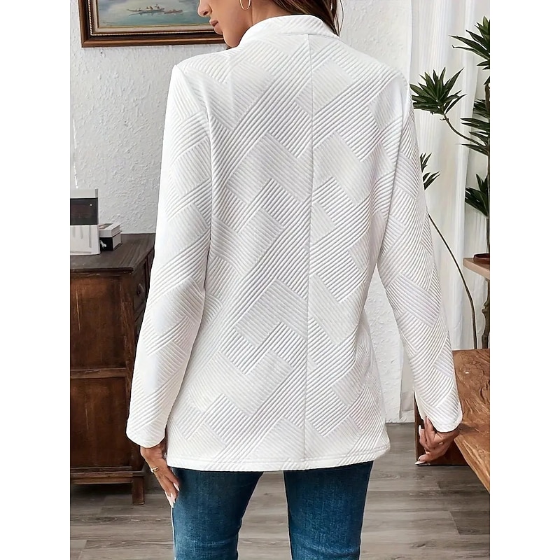Women's Blazer Solid Color Comfortable Fashion Regular Fit Outerwear Long Sleeve Winter Black S2