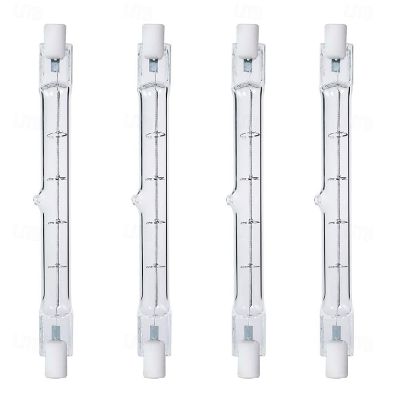 R7S 118mm T3 300W Dimmable Double Ended J-Type Bulbs, 4 Pack for Work, Security & Landscape Lighting 220-240V/110-120V