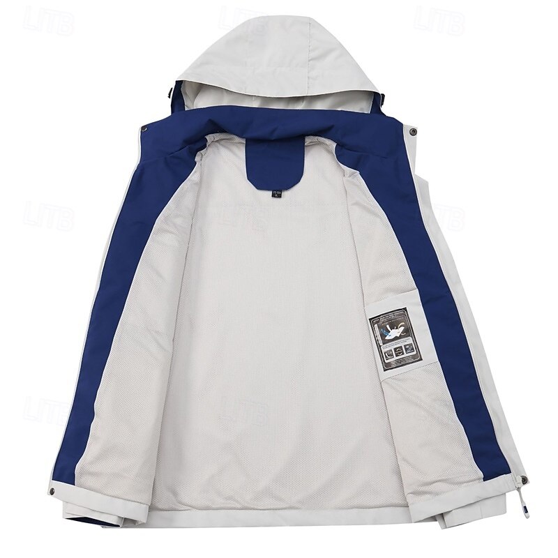 Men's Outdoor Jacket Rain Jacket Daily Vacation Thermal Warm Pocket Fall & Winter Plain Fashion Streetwear Hooded Regular Black White Green Gray Jacket3