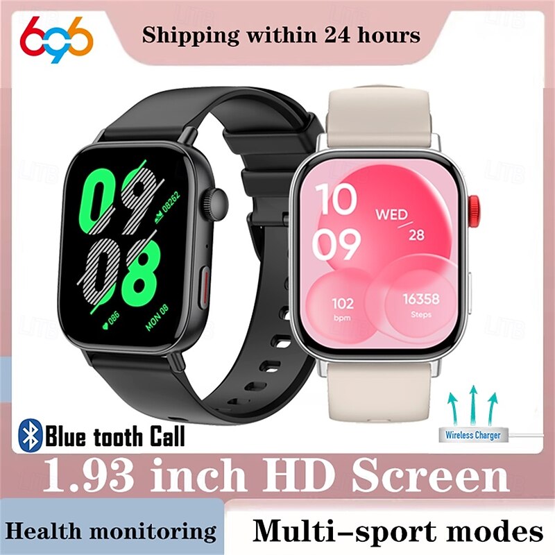 696 P93 Smart Watch 1.393 inch Smart Band Fitness Bracelet Bluetooth Pedometer Call Reminder Sleep Tracker Compatible with Android iOS Women Men Hands-Free Calls Message Reminder IPX-0 38mm Watch Case