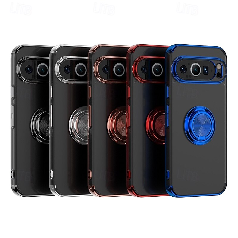 Phone Case For Pixel 9 Pro Pixel 9 Pro XL Pixel 8 Pro Pixel 8 Pixel 9 Pixel 7 Pixel 7 Pro Back Cover Ring Holder Magnetic Shockproof Retro TPU Plating PC