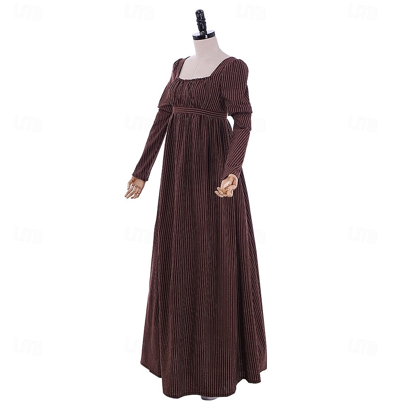 Medieval Renaissance Cocktail Dress Prom Dress Regency Inspired Dress Lady Princess Stripes Square Neck Fancy Dress Women's Royal Masquerade Party Halloween Tea Party Adults' Dress3