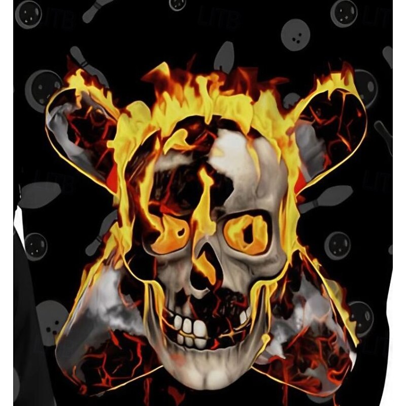 Men's Skull Sports Polo Shirts Golf Shirt Short Sleeve Polo Shirts Collared Shirts Casual Sportswear Vacation Wear Buttons 3D Print Black White4