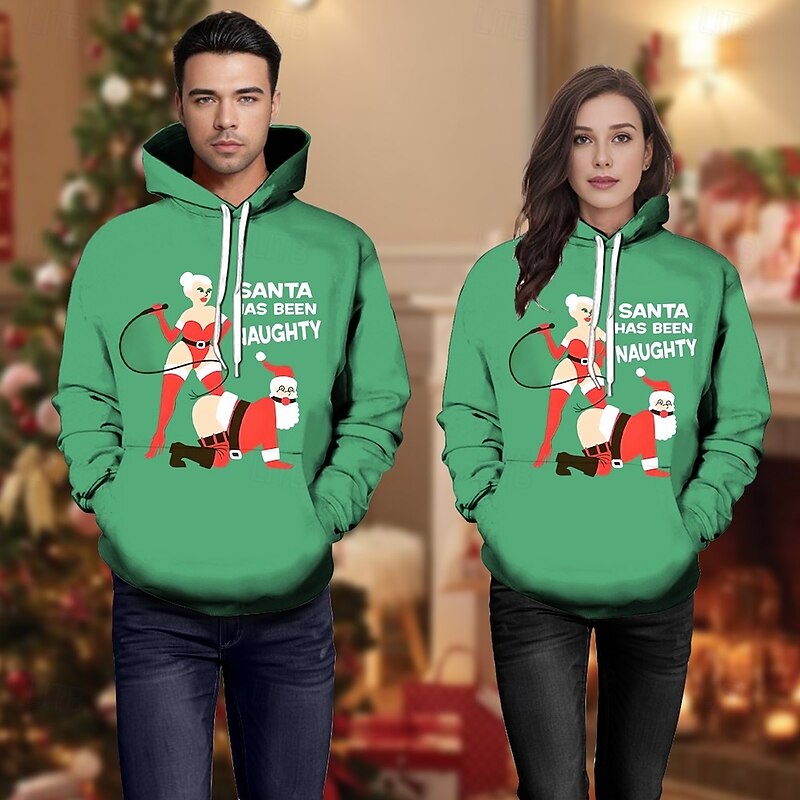 Christmas Santa Claus Hoodie Funny Christmas Hoodie 3D Christmas Front Pocket Graphic For Couple's Men's Women's Adults' Christmas Carnival 3D Print Party Festival
