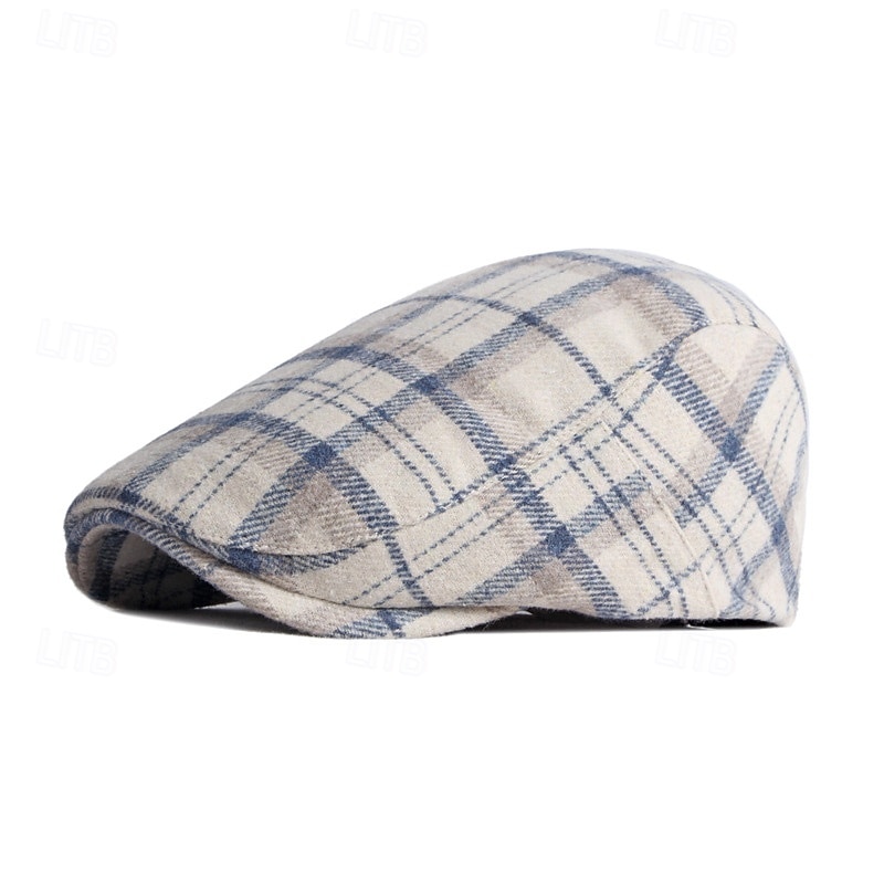 Men's Flat Cap Baseball Cap Military Cap Cadet Hat Black Purple Polyester Fashion Casual Street Daily Plaid Adjustable Sunscreen Breathable