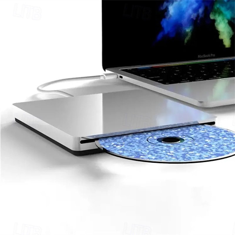 External DVD Burner Drive USB 3.0 Type-C Optical Drive Slim Slot-in CD DVD RW Burner Player USB C Superdrive for Window - Main Image