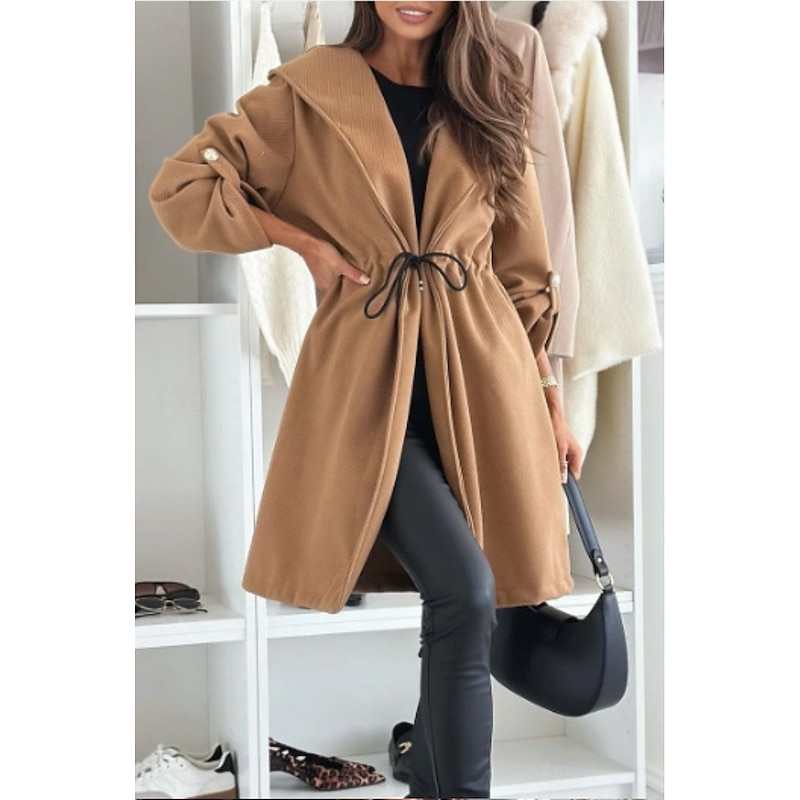 Women's Casual Jacket Outdoor Patchwork Solid Color Windproof Fashion Loose Fit Outerwear Long Sleeve Fall Black S2