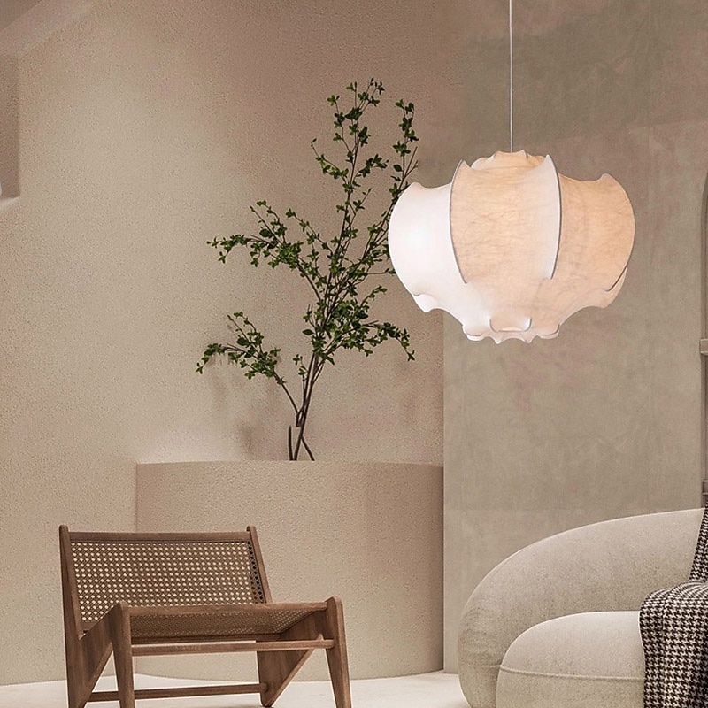 Wabi-sabi Style Silk Pendant Lamp Japanese Lantern Lamp Rustic Drop Ceiling Light Unique Design Hanging Light 85-265V