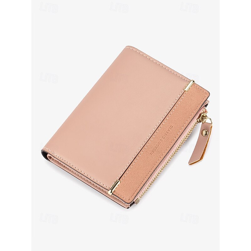 Women's Minimalist Pink Wallet with Zipper Pocket – Slim and Stylish Card Holder for Everyday Use