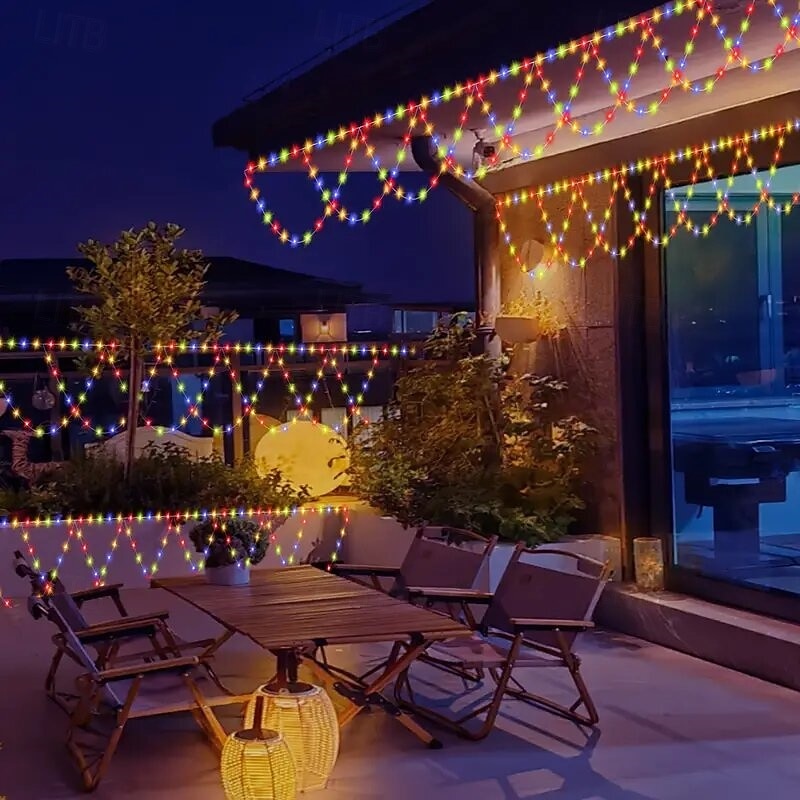 USB-Powered LED String Lights 4M 138Leds Wave-Shaped Fairy Lights  for Indoor Outdoor Party Eaves Roof Banister Holiday Christmas New Year Holiday Colourful Lighting 1pc3