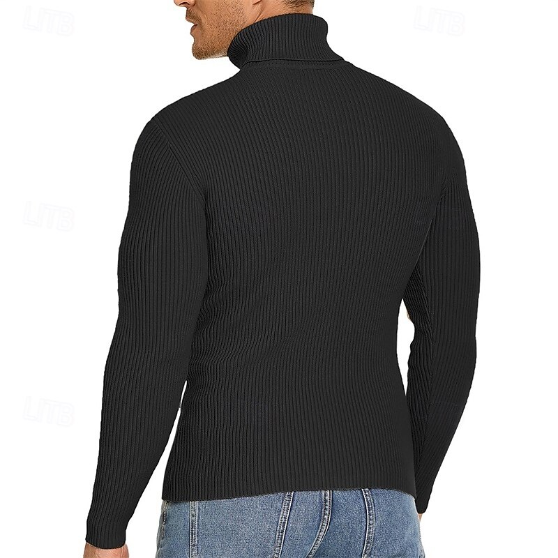 Men's Pullover Sweater Jumper Knit Sweater Mens Turtle Neck Jumper Ribbed Knit Regular Knitted Plain Turtleneck Fashion Casual Daily Wear Date Clothing Apparel Fall & Winter Wine caramel S M L2