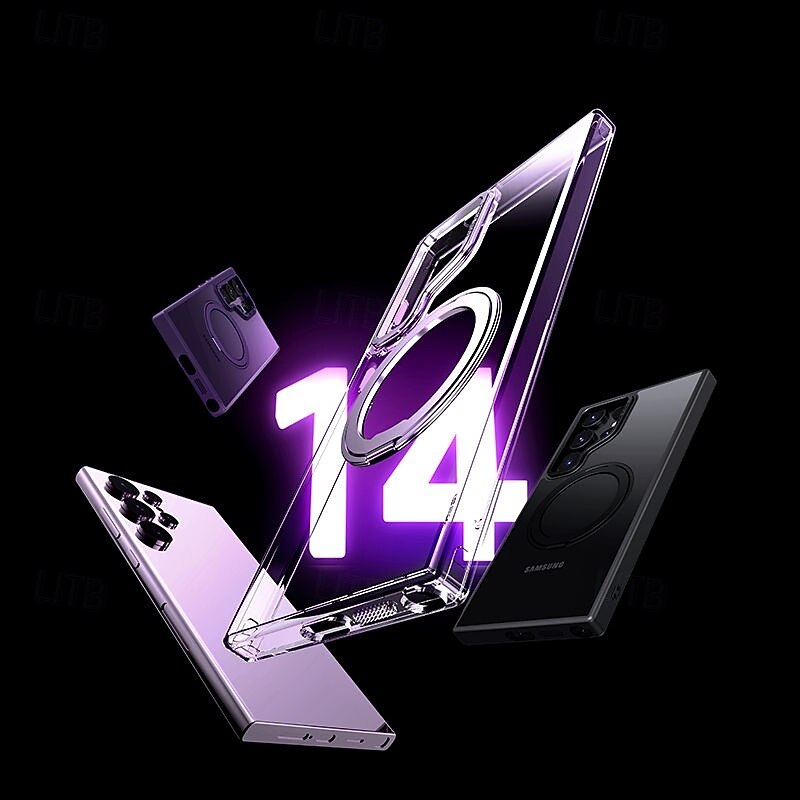 Phone Case For S25 S24 S23 Ultra Plus Wallet Case with Stand Holder Magnetic Support Wireless Charging Retro TPU Acrylic2